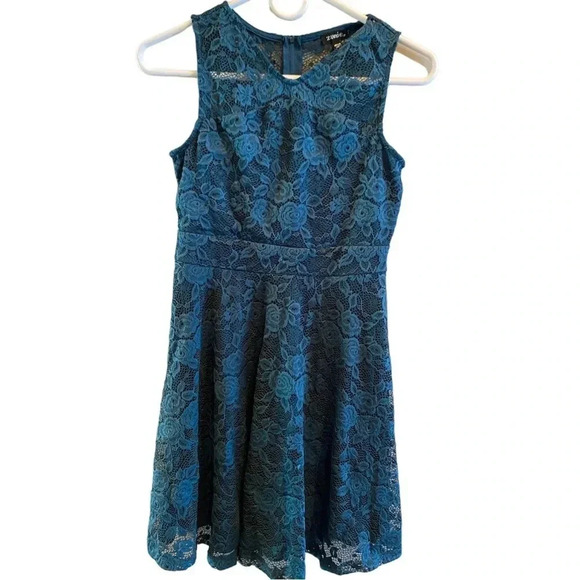 ZUNIE EUC GIRLS BLUE SLEEVELESS DRESSES SPRING SUMMER WEDDING HOLIDAY SIZE 14 - Picture 1 of 4